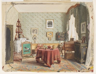 Een Zitkamer met een Schrijftafel door Wilhelm Amandus Beer